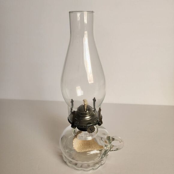 Lamplight Farms Oil Lamp Hurricane Lamp Clear Glass with Pewter - Picture 1 of 7